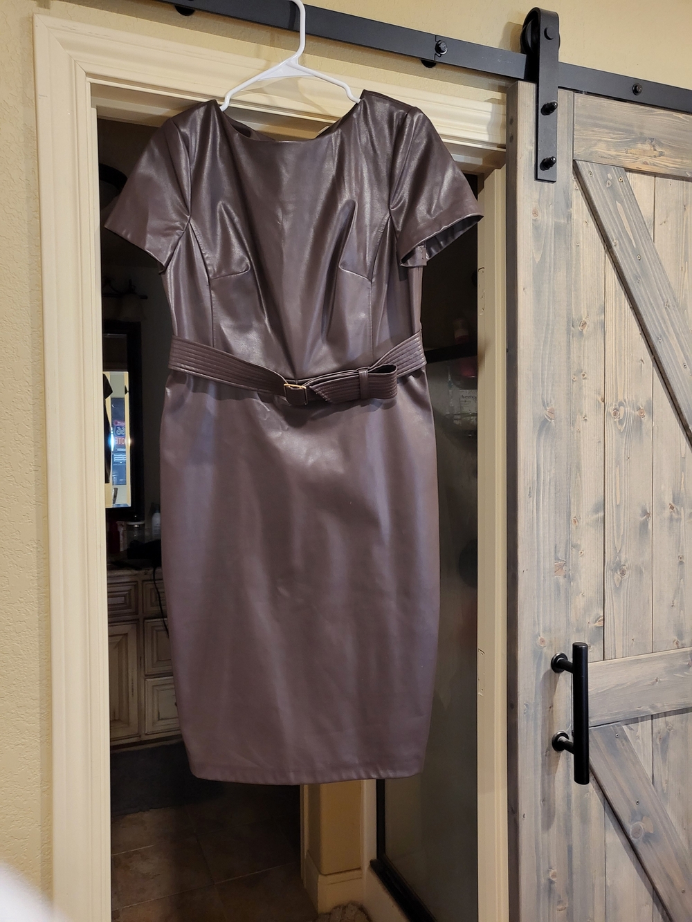 Calvin Klein Dark Brown Faux Leather Dress